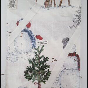 NEW RARE Williams Sonoma Set of 2 Snowman Towels 30" x 20"